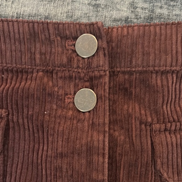 Corduroy Button-Front Skirt - Brown - Picture 3 of 4